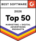 G2 Best Software 2026 · Top 50 em marketing e publicidade digital